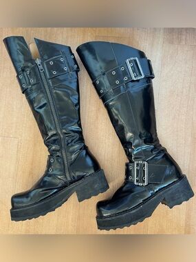 John Fluevog F-shoe HI Maxi Tall Boots With Straps